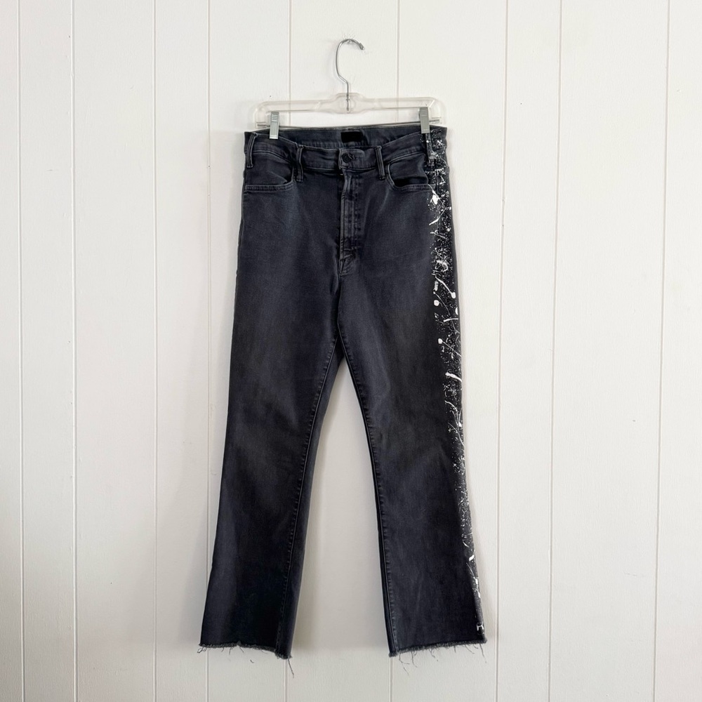 MOTHER Denim The Hustler Ankle Fray Jeans 31 Paint Splatter Second Chance